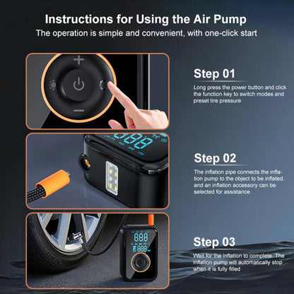 SUITU ST-5535B 4000mAh Pompe à air de voiture sans fil avec affichage numérique Gonfleur de pneu électrique intelligent