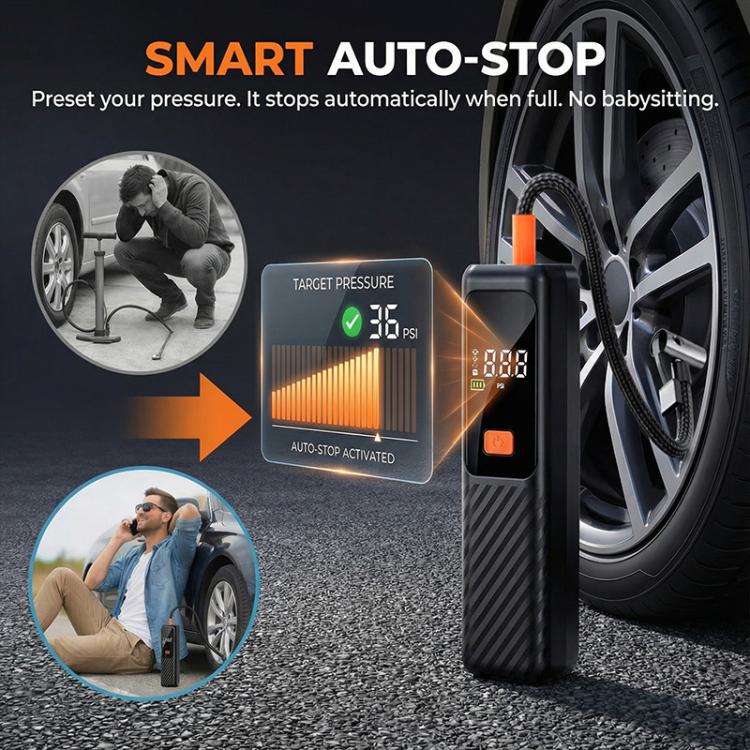 SUITU ST-5543 Pompe à air électrique gonfleur de pneu de voiture sans fil à affichage numérique, 4000mAh, 4500mAh