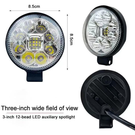 Spot de travail LED rond 3 pouces haute intensité ultra-lumineux pour moto DC12-80V