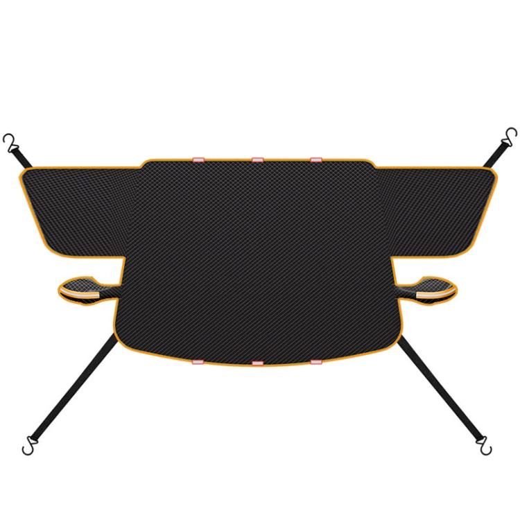 SUITU ST-3960 Universal Car Oxford Fabric Snow and Sun Protection Magnetic Front Windshield Half Cover, ST-3960 (Black Orange), ST-3960 (Black Green)