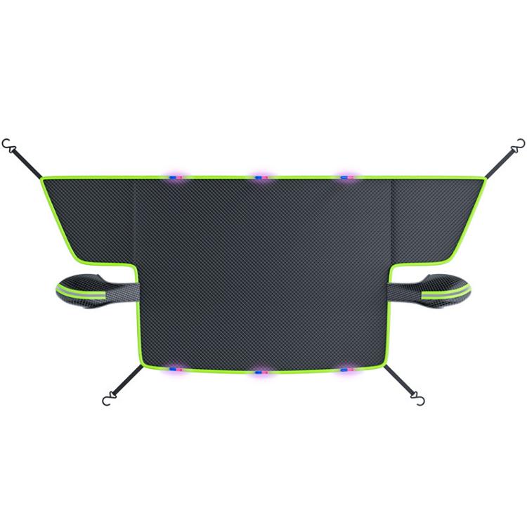 SUITU ST-3960 Universal Car Oxford Fabric Snow and Sun Protection Magnetic Front Windshield Half Cover, ST-3960 (Black Orange), ST-3960 (Black Green)