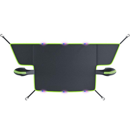 SUITU ST-3960 Universal Car Oxford Fabric Snow and Sun Protection Magnetic Front Windshield Half Cover, ST-3960 (Black Orange), ST-3960 (Black Green)