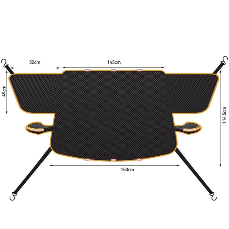 SUITU ST-3960 Universal Car Oxford Fabric Snow and Sun Protection Magnetic Front Windshield Half Cover, ST-3960 (Black Orange), ST-3960 (Black Green)