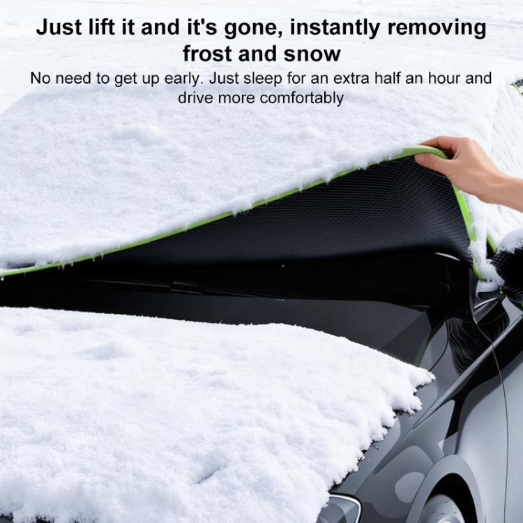 SUITU ST-3960 Universal Car Oxford Fabric Snow and Sun Protection Magnetic Front Windshield Half Cover, ST-3960 (Black Orange), ST-3960 (Black Green)