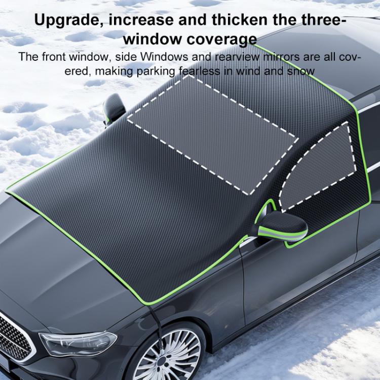 SUITU ST-3960 Universal Car Oxford Fabric Snow and Sun Protection Magnetic Front Windshield Half Cover, ST-3960 (Black Orange), ST-3960 (Black Green)