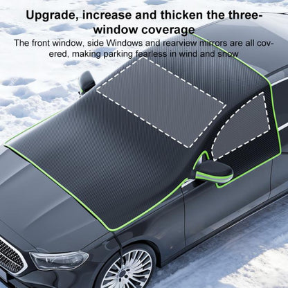 SUITU ST-3960 Universal Car Oxford Fabric Snow and Sun Protection Magnetic Front Windshield Half Cover, ST-3960 (Black Orange), ST-3960 (Black Green)