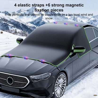 SUITU ST-3960 Universal Car Oxford Fabric Snow and Sun Protection Magnetic Front Windshield Half Cover, ST-3960 (Black Orange), ST-3960 (Black Green)