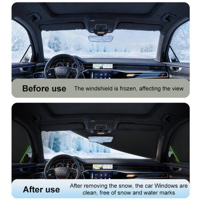 SUITU ST-3960 Universal Car Oxford Fabric Snow and Sun Protection Magnetic Front Windshield Half Cover, ST-3960 (Black Orange), ST-3960 (Black Green)