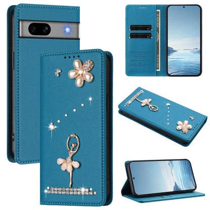Ballet Girl Diamond Studded RFID Vegan Leather Phone Case, For Google Pixel 10a, For Google Pixel 10 Pro XL 5G / 9 Pro XL, For Google Pixel 10 5G Global, For Google Pixel 9A, For Google Pixel 8A, For Google Pixel 8 Pro, For Google Pixel 8              ...