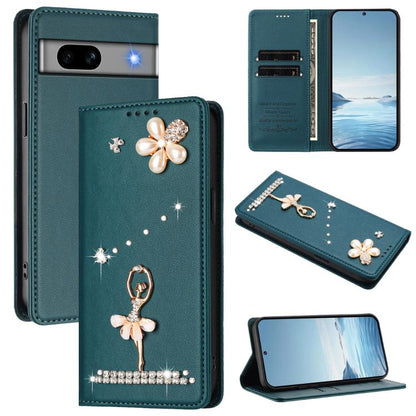 Ballet Girl Diamond Studded RFID Vegan Leather Phone Case, For Google Pixel 10a, For Google Pixel 10 Pro XL 5G / 9 Pro XL, For Google Pixel 10 5G Global, For Google Pixel 9A, For Google Pixel 8A, For Google Pixel 8 Pro, For Google Pixel 8              ...