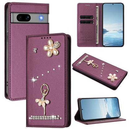 Ballet Girl Diamond Studded RFID Vegan Leather Phone Case, For Google Pixel 10a, For Google Pixel 10 Pro XL 5G / 9 Pro XL, For Google Pixel 10 5G Global, For Google Pixel 9A, For Google Pixel 8A, For Google Pixel 8 Pro, For Google Pixel 8              ...