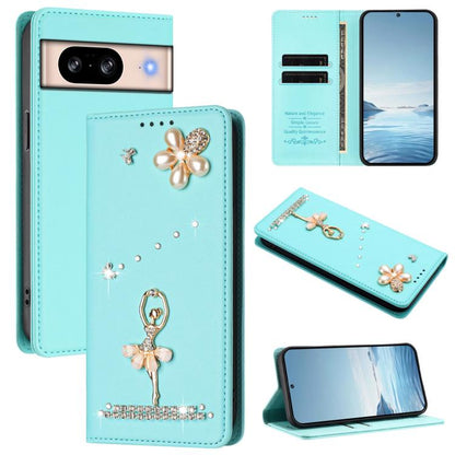 Ballet Girl Diamond Studded RFID Vegan Leather Phone Case, For Google Pixel 10a, For Google Pixel 10 Pro XL 5G / 9 Pro XL, For Google Pixel 10 5G Global, For Google Pixel 9A, For Google Pixel 8A, For Google Pixel 8 Pro, For Google Pixel 8              ...