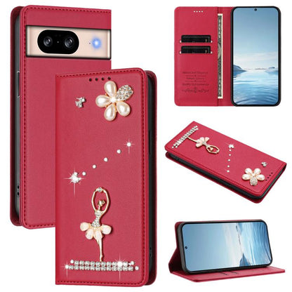Ballet Girl Diamond Studded RFID Vegan Leather Phone Case, For Google Pixel 10a, For Google Pixel 10 Pro XL 5G / 9 Pro XL, For Google Pixel 10 5G Global, For Google Pixel 9A, For Google Pixel 8A, For Google Pixel 8 Pro, For Google Pixel 8              ...