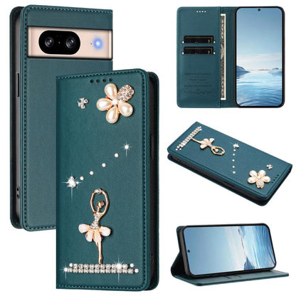 Ballet Girl Diamond Studded RFID Vegan Leather Phone Case, For Google Pixel 10a, For Google Pixel 10 Pro XL 5G / 9 Pro XL, For Google Pixel 10 5G Global, For Google Pixel 9A, For Google Pixel 8A, For Google Pixel 8 Pro, For Google Pixel 8              ...