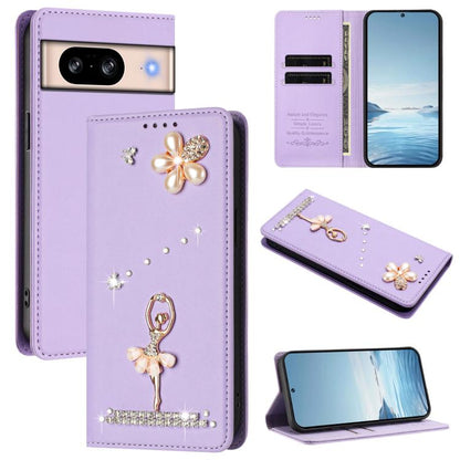 Ballet Girl Diamond Studded RFID Vegan Leather Phone Case, For Google Pixel 10a, For Google Pixel 10 Pro XL 5G / 9 Pro XL, For Google Pixel 10 5G Global, For Google Pixel 9A, For Google Pixel 8A, For Google Pixel 8 Pro, For Google Pixel 8              ...