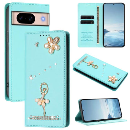 Ballet Girl Diamond Studded RFID Vegan Leather Phone Case, For Google Pixel 10a, For Google Pixel 10 Pro XL 5G / 9 Pro XL, For Google Pixel 10 5G Global, For Google Pixel 9A, For Google Pixel 8A, For Google Pixel 8 Pro, For Google Pixel 8              ...