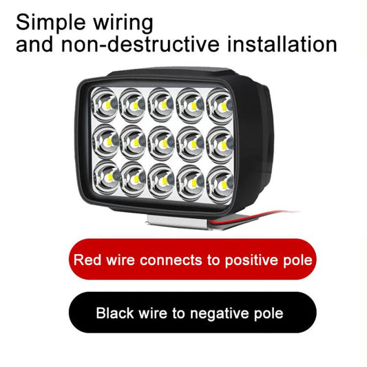 Projecteur LED ultra-lumineux étanche IP68 12-80 V pour voiture, 15 LED, 45 LED