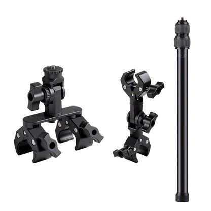 Universal Action Camera Bicycle Handlebar Clamp Holder Extension Rod, With Rod & Dual-Leg Crab & Dual-Head Crab Clamp, With 2 x  Dual-Head-Crab Clamp, With Rod & Dual-Head-Crab & Single-Crab Clamp