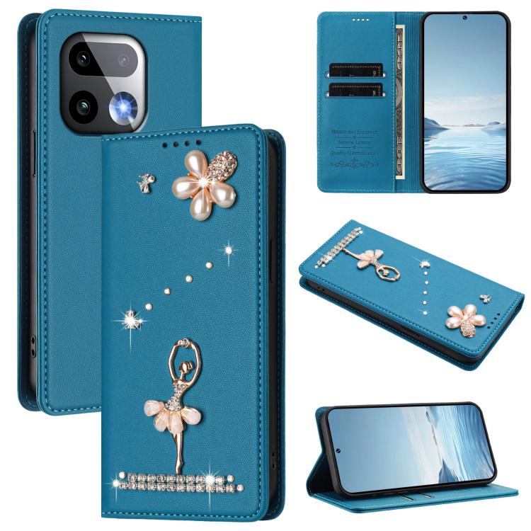 Ballet Girl Diamond Studded RFID Vegan Leather Phone Case, For Realme 16 Pro+ 5G Global, For Realme 16 Pro 5G Global, For Realme GT 8 Pro Global, For Realme P4x 5G, For Realme C71 4G India / Note 70 4G, For Realme C85 / 15x, For Realme C85 Pro 4G      ...