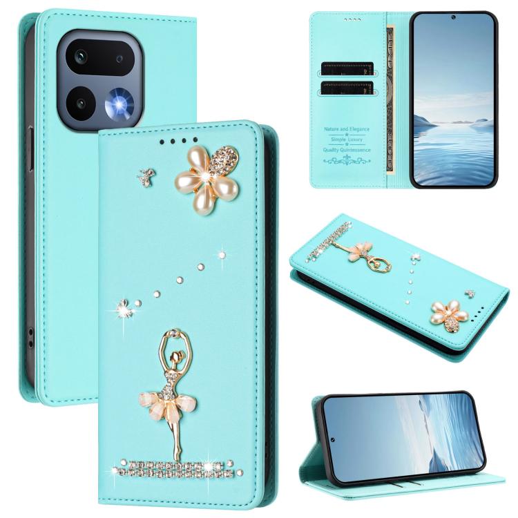 Ballet Girl Diamond Studded RFID Vegan Leather Phone Case, For Realme 16 Pro+ 5G Global, For Realme 16 Pro 5G Global, For Realme GT 8 Pro Global, For Realme P4x 5G, For Realme C71 4G India / Note 70 4G, For Realme C85 / 15x, For Realme C85 Pro 4G      ...