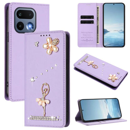 Ballet Girl Diamond Studded RFID Vegan Leather Phone Case, For Realme 16 Pro+ 5G Global, For Realme 16 Pro 5G Global, For Realme GT 8 Pro Global, For Realme P4x 5G, For Realme C71 4G India / Note 70 4G, For Realme C85 / 15x, For Realme C85 Pro 4G      ...