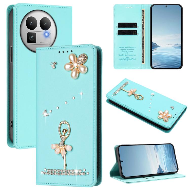 Ballet Girl Diamond Studded RFID Vegan Leather Phone Case, For Realme 16 Pro+ 5G Global, For Realme 16 Pro 5G Global, For Realme GT 8 Pro Global, For Realme P4x 5G, For Realme C71 4G India / Note 70 4G, For Realme C85 / 15x, For Realme C85 Pro 4G      ...
