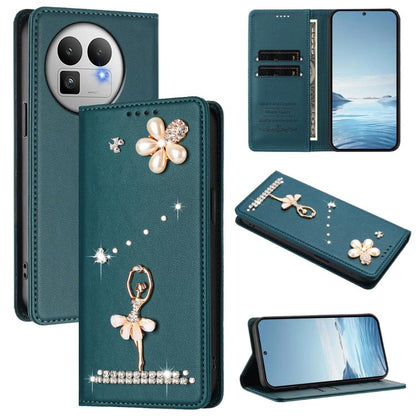 Ballet Girl Diamond Studded RFID Vegan Leather Phone Case, For Realme 16 Pro+ 5G Global, For Realme 16 Pro 5G Global, For Realme GT 8 Pro Global, For Realme P4x 5G, For Realme C71 4G India / Note 70 4G, For Realme C85 / 15x, For Realme C85 Pro 4G      ...