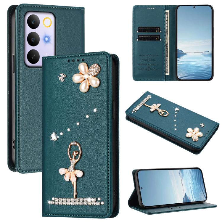 Ballet Girl Diamond Studded RFID Vegan Leather Phone Case, For Realme 16 Pro+ 5G Global, For Realme 16 Pro 5G Global, For Realme GT 8 Pro Global, For Realme P4x 5G, For Realme C71 4G India / Note 70 4G, For Realme C85 / 15x, For Realme C85 Pro 4G      ...