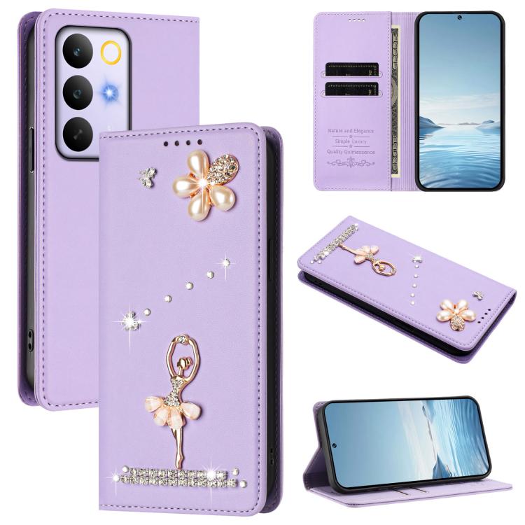 Ballet Girl Diamond Studded RFID Vegan Leather Phone Case, For Realme 16 Pro+ 5G Global, For Realme 16 Pro 5G Global, For Realme GT 8 Pro Global, For Realme P4x 5G, For Realme C71 4G India / Note 70 4G, For Realme C85 / 15x, For Realme C85 Pro 4G      ...