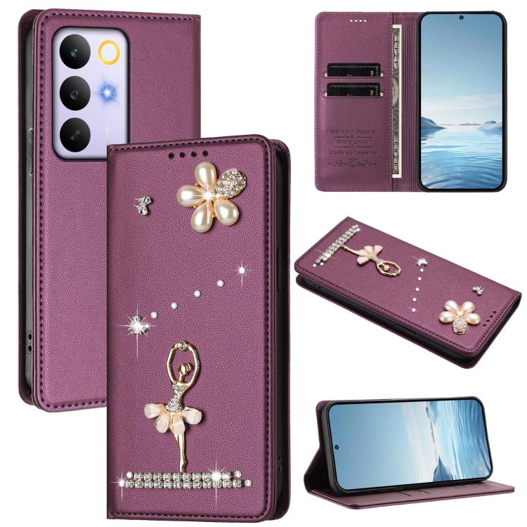 Ballet Girl Diamond Studded RFID Vegan Leather Phone Case, For Realme 16 Pro+ 5G Global, For Realme 16 Pro 5G Global, For Realme GT 8 Pro Global, For Realme P4x 5G, For Realme C71 4G India / Note 70 4G, For Realme C85 / 15x, For Realme C85 Pro 4G      ...