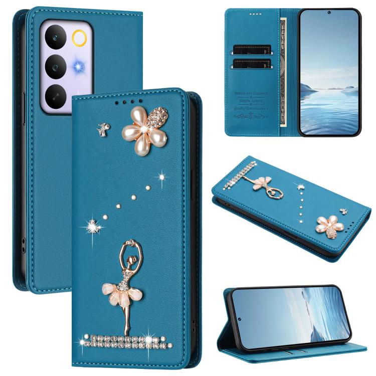 Ballet Girl Diamond Studded RFID Vegan Leather Phone Case, For Realme 16 Pro+ 5G Global, For Realme 16 Pro 5G Global, For Realme GT 8 Pro Global, For Realme P4x 5G, For Realme C71 4G India / Note 70 4G, For Realme C85 / 15x, For Realme C85 Pro 4G      ...