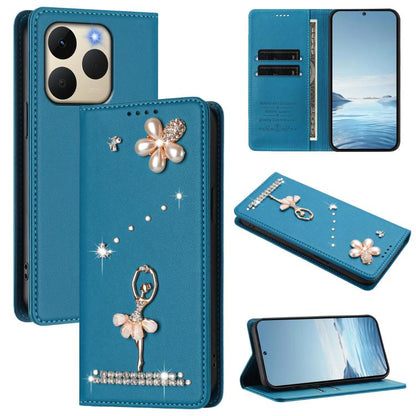 Ballet Girl Diamond Studded RFID Vegan Leather Phone Case, For Realme 16 Pro+ 5G Global, For Realme 16 Pro 5G Global, For Realme GT 8 Pro Global, For Realme P4x 5G, For Realme C71 4G India / Note 70 4G, For Realme C85 / 15x, For Realme C85 Pro 4G      ...