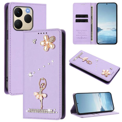 Ballet Girl Diamond Studded RFID Vegan Leather Phone Case, For Realme 16 Pro+ 5G Global, For Realme 16 Pro 5G Global, For Realme GT 8 Pro Global, For Realme P4x 5G, For Realme C71 4G India / Note 70 4G, For Realme C85 / 15x, For Realme C85 Pro 4G      ...