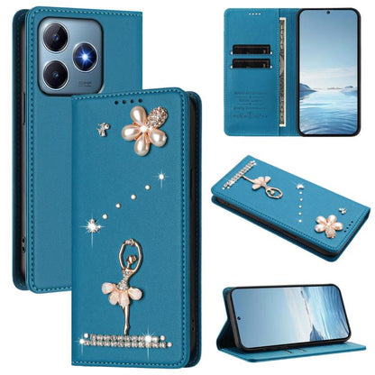 Ballet Girl Diamond Studded RFID Vegan Leather Phone Case, For Realme 16 Pro+ 5G Global, For Realme 16 Pro 5G Global, For Realme GT 8 Pro Global, For Realme P4x 5G, For Realme C71 4G India / Note 70 4G, For Realme C85 / 15x, For Realme C85 Pro 4G      ...