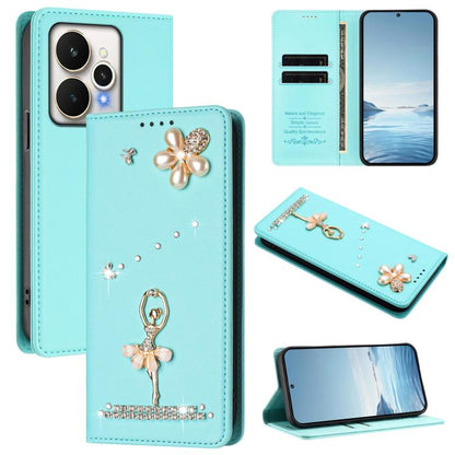 Ballet Girl Diamond Studded RFID Vegan Leather Phone Case, For Realme 16 Pro+ 5G Global, For Realme 16 Pro 5G Global, For Realme GT 8 Pro Global, For Realme P4x 5G, For Realme C71 4G India / Note 70 4G, For Realme C85 / 15x, For Realme C85 Pro 4G      ...