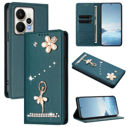 Ballet Girl Diamond Studded RFID Vegan Leather Phone Case, For Realme 16 Pro+ 5G Global, For Realme 16 Pro 5G Global, For Realme GT 8 Pro Global, For Realme P4x 5G, For Realme C71 4G India / Note 70 4G, For Realme C85 / 15x, For Realme C85 Pro 4G      ...