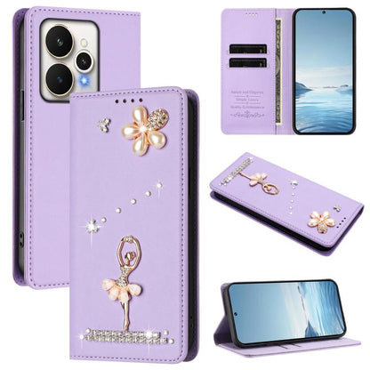 Ballet Girl Diamond Studded RFID Vegan Leather Phone Case, For Realme 16 Pro+ 5G Global, For Realme 16 Pro 5G Global, For Realme GT 8 Pro Global, For Realme P4x 5G, For Realme C71 4G India / Note 70 4G, For Realme C85 / 15x, For Realme C85 Pro 4G      ...