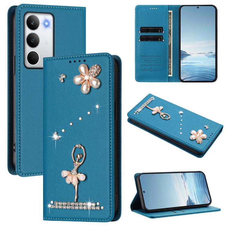 Ballet Girl Diamond Studded RFID Vegan Leather Phone Case, For Realme C71 4G Global, For Realme GT 7 5G Global, For Realme V70 5G / C75 5G, For Realme Narzo 80 Pro / 14 Pro 5G India, For Realme C75 4G Global / P3x 5G, For Realme Narzo 80x              ...