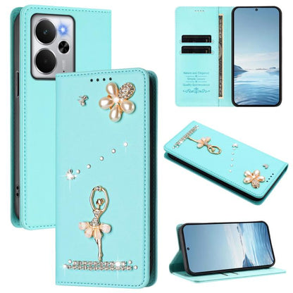 Ballet Girl Diamond Studded RFID Vegan Leather Phone Case, For Realme C71 4G Global, For Realme GT 7 5G Global, For Realme V70 5G / C75 5G, For Realme Narzo 80 Pro / 14 Pro 5G India, For Realme C75 4G Global / P3x 5G, For Realme Narzo 80x              ...