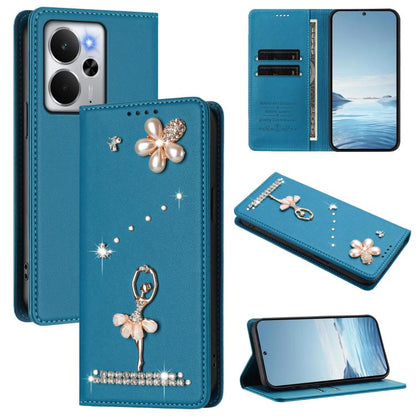 Ballet Girl Diamond Studded RFID Vegan Leather Phone Case, For Realme C71 4G Global, For Realme GT 7 5G Global, For Realme V70 5G / C75 5G, For Realme Narzo 80 Pro / 14 Pro 5G India, For Realme C75 4G Global / P3x 5G, For Realme Narzo 80x              ...