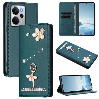 Ballet Girl Diamond Studded RFID Vegan Leather Phone Case, For Realme C71 4G Global, For Realme GT 7 5G Global, For Realme V70 5G / C75 5G, For Realme Narzo 80 Pro / 14 Pro 5G India, For Realme C75 4G Global / P3x 5G, For Realme Narzo 80x              ...