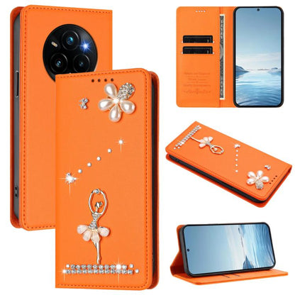 Ballet Girl Diamond Studded RFID Vegan Leather Phone Case, For Realme C71 4G Global, For Realme GT 7 5G Global, For Realme V70 5G / C75 5G, For Realme Narzo 80 Pro / 14 Pro 5G India, For Realme C75 4G Global / P3x 5G, For Realme Narzo 80x              ...