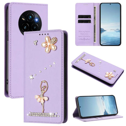 Ballet Girl Diamond Studded RFID Vegan Leather Phone Case, For Realme C71 4G Global, For Realme GT 7 5G Global, For Realme V70 5G / C75 5G, For Realme Narzo 80 Pro / 14 Pro 5G India, For Realme C75 4G Global / P3x 5G, For Realme Narzo 80x              ...