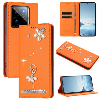 Ballet Girl Diamond Studded RFID Vegan Leather Phone Case, For Realme GT 7 Pro 5G / GT7 Pro Racing, For Realme C63 5G Global, For Realme 12 5G Global / 12x 5G Global, For Realme Note 60 4G Global, For Realme 13+ 5G Global                               ...