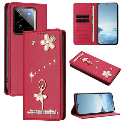 Ballet Girl Diamond Studded RFID Vegan Leather Phone Case, For Realme GT 7 Pro 5G / GT7 Pro Racing, For Realme C63 5G Global, For Realme 12 5G Global / 12x 5G Global, For Realme Note 60 4G Global, For Realme 13+ 5G Global                               ...