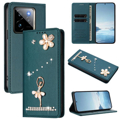 Ballet Girl Diamond Studded RFID Vegan Leather Phone Case, For Realme GT 7 Pro 5G / GT7 Pro Racing, For Realme C63 5G Global, For Realme 12 5G Global / 12x 5G Global, For Realme Note 60 4G Global, For Realme 13+ 5G Global                               ...