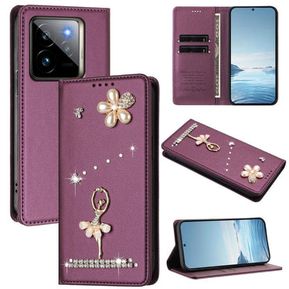 Ballet Girl Diamond Studded RFID Vegan Leather Phone Case, For Realme GT 7 Pro 5G / GT7 Pro Racing, For Realme C63 5G Global, For Realme 12 5G Global / 12x 5G Global, For Realme Note 60 4G Global, For Realme 13+ 5G Global                               ...