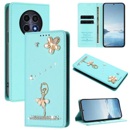 Ballet Girl Diamond Studded RFID Vegan Leather Phone Case, For Realme GT 7 Pro 5G / GT7 Pro Racing, For Realme C63 5G Global, For Realme 12 5G Global / 12x 5G Global, For Realme Note 60 4G Global, For Realme 13+ 5G Global                               ...