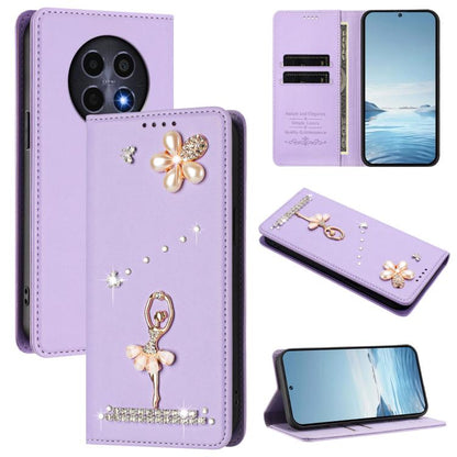 Ballet Girl Diamond Studded RFID Vegan Leather Phone Case, For Realme GT 7 Pro 5G / GT7 Pro Racing, For Realme C63 5G Global, For Realme 12 5G Global / 12x 5G Global, For Realme Note 60 4G Global, For Realme 13+ 5G Global                               ...