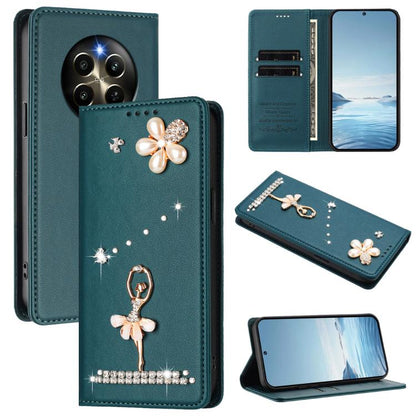 Ballet Girl Diamond Studded RFID Vegan Leather Phone Case, For Realme GT 7 Pro 5G / GT7 Pro Racing, For Realme C63 5G Global, For Realme 12 5G Global / 12x 5G Global, For Realme Note 60 4G Global, For Realme 13+ 5G Global                               ...
